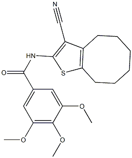 N-(3-cyano-4,5,6,7,8,9-hexahydrocycloocta[b]thien-2-yl)-3,4,5-trimethoxybenzamide 结构式