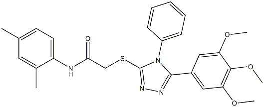 N-(2,4-dimethylphenyl)-2-{[4-phenyl-5-(3,4,5-trimethoxyphenyl)-4H-1,2,4-triazol-3-yl]sulfanyl}acetamide 结构式