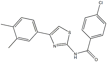 4-chloro-N-[4-(3,4-dimethylphenyl)-1,3-thiazol-2-yl]benzamide 结构式