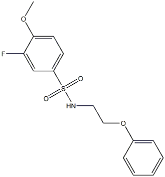 3-fluoro-4-methoxy-N-(2-phenoxyethyl)benzenesulfonamide 结构式