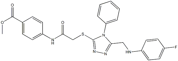 methyl 4-{[({5-[(4-fluoroanilino)methyl]-4-phenyl-4H-1,2,4-triazol-3-yl}sulfanyl)acetyl]amino}benzoate 结构式