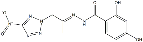 2,4-dihydroxy-N'-(2-{5-nitro-2H-tetraazol-2-yl}-1-methylethylidene)benzohydrazide 结构式