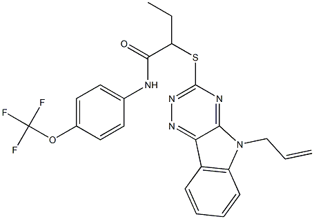 2-[(5-allyl-5H-[1,2,4]triazino[5,6-b]indol-3-yl)sulfanyl]-N-[4-(trifluoromethoxy)phenyl]butanamide 结构式