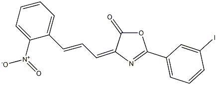 4-(3-{2-nitrophenyl}-2-propenylidene)-2-(3-iodophenyl)-1,3-oxazol-5(4H)-one 结构式