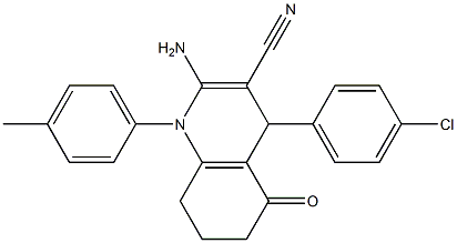 2-amino-4-(4-chlorophenyl)-1-(4-methylphenyl)-5-oxo-1,4,5,6,7,8-hexahydroquinoline-3-carbonitrile 结构式