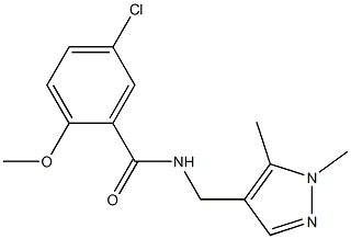 5-chloro-N-[(1,5-dimethyl-1H-pyrazol-4-yl)methyl]-2-methoxybenzamide 结构式