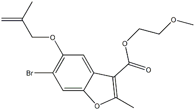 2-methoxyethyl 6-bromo-2-methyl-5-[(2-methyl-2-propenyl)oxy]-1-benzofuran-3-carboxylate 结构式