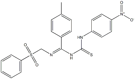 N-{4-nitrophenyl}-N'-((4-methylphenyl){[(phenylsulfonyl)methyl]imino}methyl)thiourea 结构式