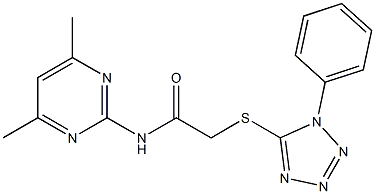 N-(4,6-dimethylpyrimidin-2-yl)-2-[(1-phenyl-1H-tetraazol-5-yl)sulfanyl]acetamide 结构式