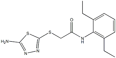 2-[(5-amino-1,3,4-thiadiazol-2-yl)sulfanyl]-N-(2,6-diethylphenyl)acetamide 结构式