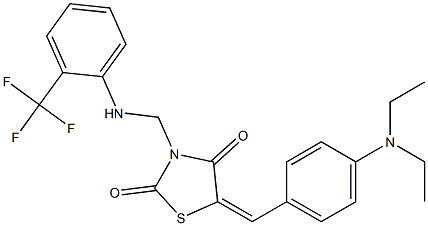 5-[4-(diethylamino)benzylidene]-3-{[2-(trifluoromethyl)anilino]methyl}-1,3-thiazolidine-2,4-dione 结构式