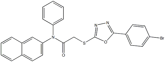 2-{[5-(4-bromophenyl)-1,3,4-oxadiazol-2-yl]sulfanyl}-N-(2-naphthyl)-N-phenylacetamide 结构式