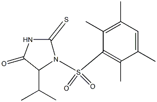 5-isopropyl-1-[(2,3,5,6-tetramethylphenyl)sulfonyl]-2-thioxo-4-imidazolidinone 结构式