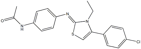 N-{4-[(4-(4-chlorophenyl)-3-ethyl-1,3-thiazol-2(3H)-ylidene)amino]phenyl}acetamide 结构式