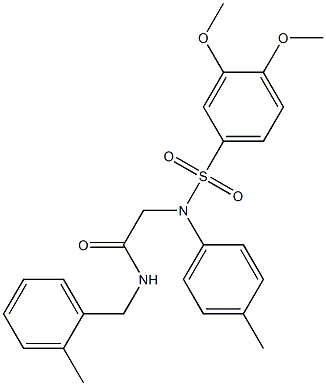 2-{[(3,4-dimethoxyphenyl)sulfonyl]-4-methylanilino}-N-(2-methylbenzyl)acetamide 结构式