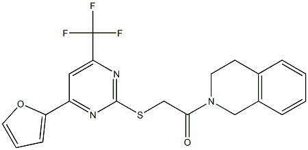 2-(3,4-dihydro-2(1H)-isoquinolinyl)-2-oxoethyl 4-(2-furyl)-6-(trifluoromethyl)-2-pyrimidinyl sulfide 结构式