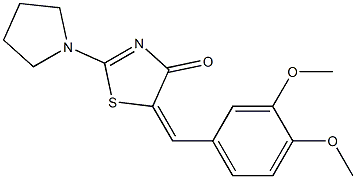 5-(3,4-dimethoxybenzylidene)-2-(1-pyrrolidinyl)-1,3-thiazol-4(5H)-one 结构式