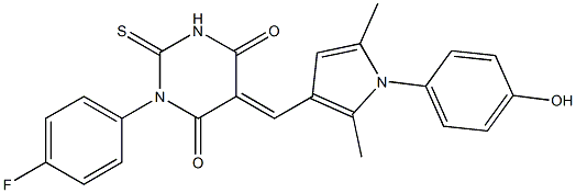 1-(4-fluorophenyl)-5-{[1-(4-hydroxyphenyl)-2,5-dimethyl-1H-pyrrol-3-yl]methylene}-2-thioxodihydro-4,6(1H,5H)-pyrimidinedione 结构式