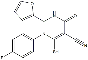 1-(4-fluorophenyl)-2-(2-furyl)-4-oxo-6-sulfanyl-1,2,3,4-tetrahydro-5-pyrimidinecarbonitrile 结构式