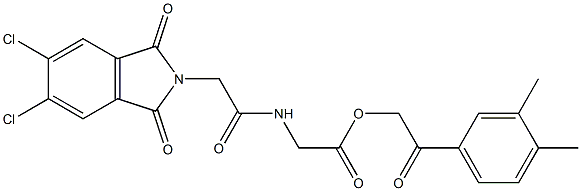 2-(3,4-dimethylphenyl)-2-oxoethyl {[(5,6-dichloro-1,3-dioxo-1,3-dihydro-2H-isoindol-2-yl)acetyl]amino}acetate 结构式