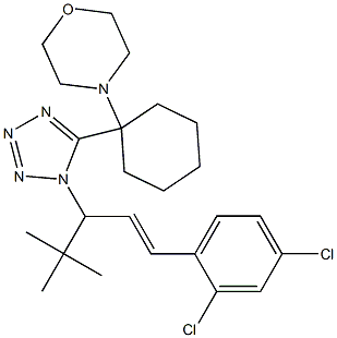 4-(1-{1-[1-tert-butyl-3-(2,4-dichlorophenyl)-2-propenyl]-1H-tetraazol-5-yl}cyclohexyl)morpholine 结构式