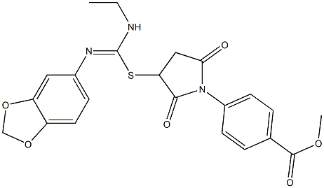 methyl 4-(3-{[(1,3-benzodioxol-5-ylimino)(ethylamino)methyl]sulfanyl}-2,5-dioxo-1-pyrrolidinyl)benzoate 结构式