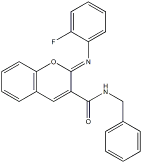 N-benzyl-2-[(2-fluorophenyl)imino]-2H-chromene-3-carboxamide 结构式