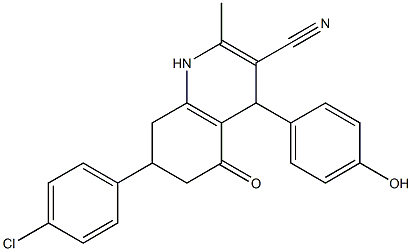 7-(4-chlorophenyl)-4-(4-hydroxyphenyl)-2-methyl-5-oxo-1,4,5,6,7,8-hexahydro-3-quinolinecarbonitrile 结构式