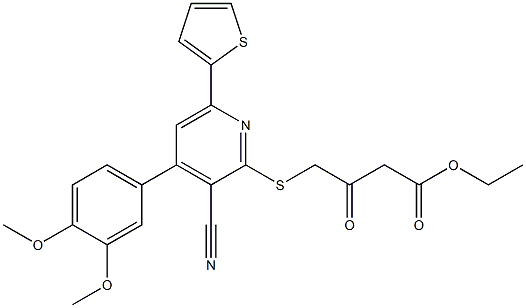 ethyl 4-{[3-cyano-4-(3,4-dimethoxyphenyl)-6-(2-thienyl)-2-pyridinyl]sulfanyl}-3-oxobutanoate 结构式