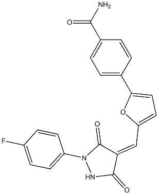 4-(5-{[1-(4-fluorophenyl)-3,5-dioxo-4-pyrazolidinylidene]methyl}-2-furyl)benzamide 结构式