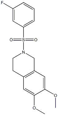 2-[(3-fluorophenyl)sulfonyl]-6,7-dimethoxy-1,2,3,4-tetrahydroisoquinoline 结构式