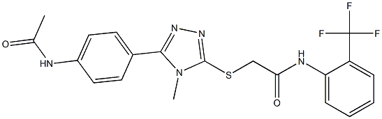 2-({5-[4-(acetylamino)phenyl]-4-methyl-4H-1,2,4-triazol-3-yl}sulfanyl)-N-[2-(trifluoromethyl)phenyl]acetamide 结构式