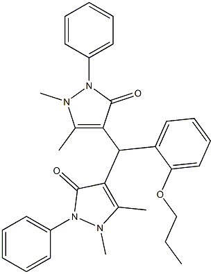 4-{(1,5-dimethyl-3-oxo-2-phenyl-2,3-dihydro-1H-pyrazol-4-yl)[2-(propyloxy)phenyl]methyl}-1,5-dimethyl-2-phenyl-1,2-dihydro-3H-pyrazol-3-one 结构式