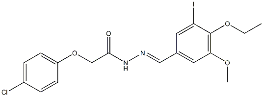 2-(4-chlorophenoxy)-N'-(4-ethoxy-3-iodo-5-methoxybenzylidene)acetohydrazide 结构式