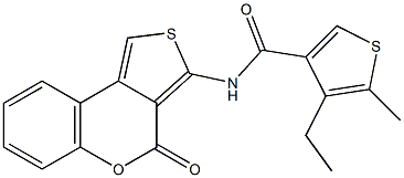 4-ethyl-5-methyl-N-(4-oxo-4H-thieno[3,4-c]chromen-3-yl)-3-thiophenecarboxamide 结构式