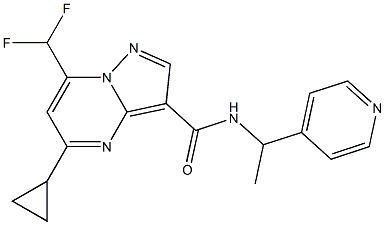 5-cyclopropyl-7-(difluoromethyl)-N-[1-(4-pyridinyl)ethyl]pyrazolo[1,5-a]pyrimidine-3-carboxamide 结构式