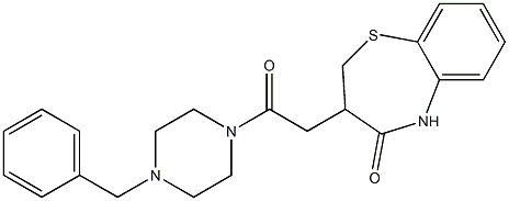 3-[2-(4-benzyl-1-piperazinyl)-2-oxoethyl]-2,3-dihydro-1,5-benzothiazepin-4(5H)-one 结构式