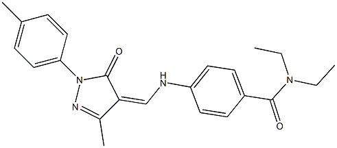 N,N-diethyl-4-({[3-methyl-1-(4-methylphenyl)-5-oxo-1,5-dihydro-4H-pyrazol-4-ylidene]methyl}amino)benzamide 结构式