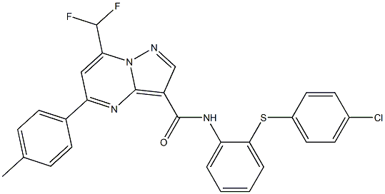 N-{2-[(4-chlorophenyl)sulfanyl]phenyl}-7-(difluoromethyl)-5-(4-methylphenyl)pyrazolo[1,5-a]pyrimidine-3-carboxamide 结构式