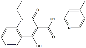 1-ethyl-4-hydroxy-N-(4-methyl-2-pyridinyl)-2-oxo-1,2-dihydro-3-quinolinecarboxamide 结构式