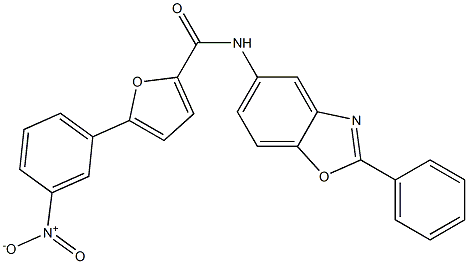5-{3-nitrophenyl}-N-(2-phenyl-1,3-benzoxazol-5-yl)furan-2-carboxamide 结构式