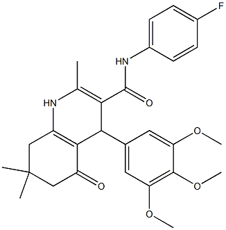 N-(4-fluorophenyl)-2,7,7-trimethyl-5-oxo-4-(3,4,5-trimethoxyphenyl)-1,4,5,6,7,8-hexahydro-3-quinolinecarboxamide 结构式