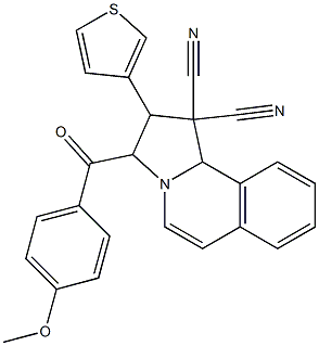 3-(4-methoxybenzoyl)-2-(3-thienyl)-2,3-dihydropyrrolo[2,1-a]isoquinoline-1,1(10bH)-dicarbonitrile 结构式