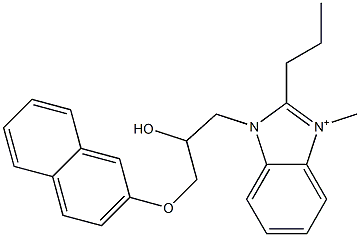3-[2-hydroxy-3-(2-naphthyloxy)propyl]-1-methyl-2-propyl-3H-benzimidazol-1-ium 结构式