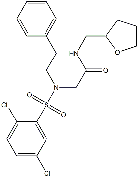 2-[[(2,5-dichlorophenyl)sulfonyl](2-phenylethyl)amino]-N-(tetrahydrofuran-2-ylmethyl)acetamide 结构式