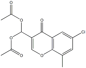 (acetyloxy)(6-chloro-8-methyl-4-oxo-4H-chromen-3-yl)methyl acetate 结构式