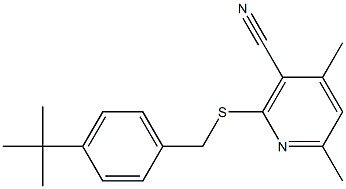 2-[(4-tert-butylbenzyl)sulfanyl]-4,6-dimethylnicotinonitrile 结构式
