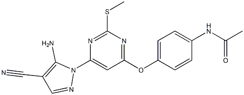 N-(4-{[6-(5-amino-4-cyano-1H-pyrazol-1-yl)-2-(methylsulfanyl)pyrimidin-4-yl]oxy}phenyl)acetamide 结构式