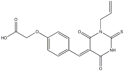 {4-[(1-allyl-4,6-dioxo-2-thioxotetrahydro-5(2H)-pyrimidinylidene)methyl]phenoxy}acetic acid 结构式