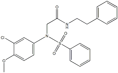 2-[3-chloro-4-methoxy(phenylsulfonyl)anilino]-N-(2-phenylethyl)acetamide 结构式
